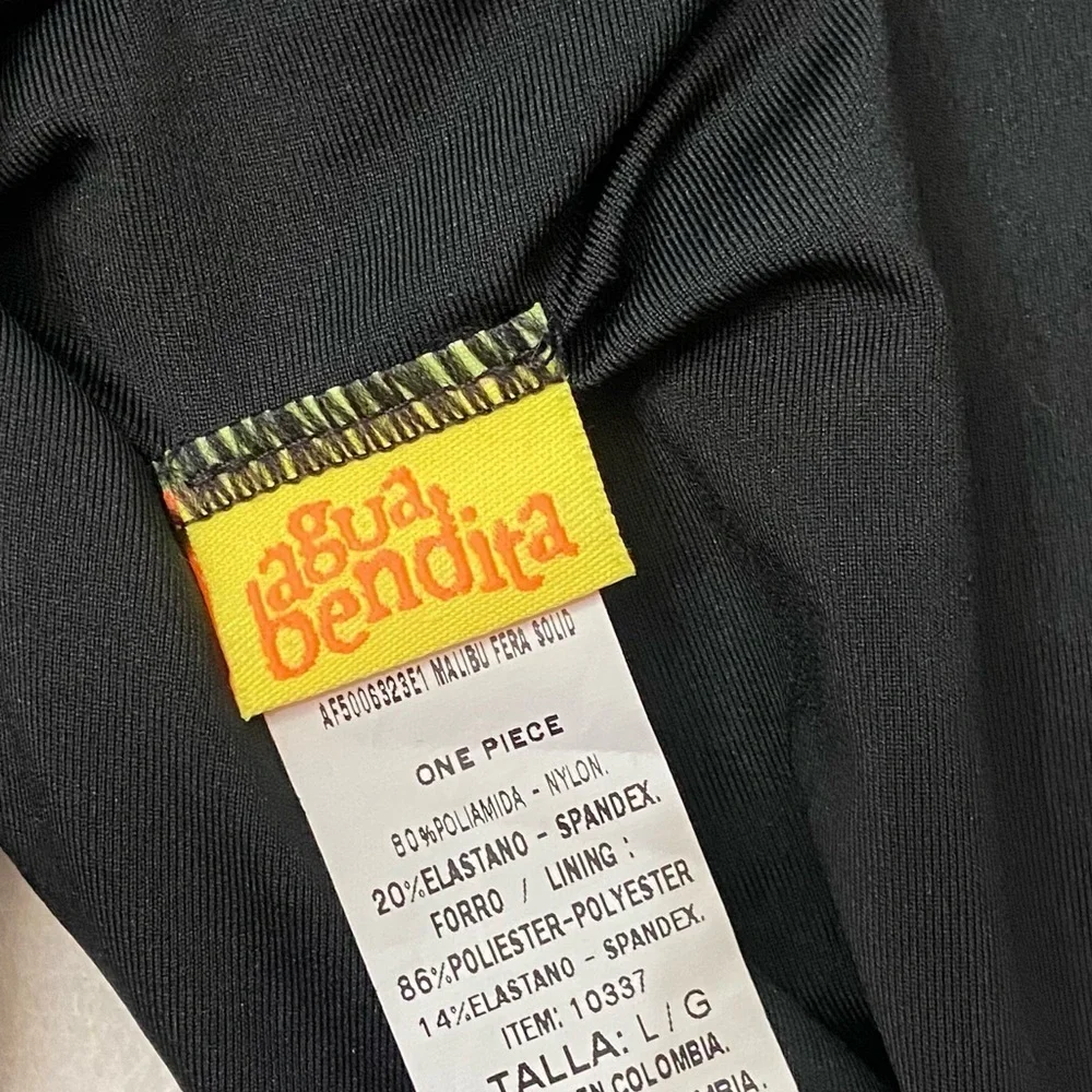New! Agua Bendita Malibu Fera Black Swimwear Large 1181